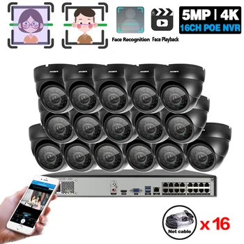H. 265 16CH 4K 8MP, 5MP POE NVR Kit-ul de Securitate Sistem de camere IR de Interior, de Exterior CCTV POE IP Dome P2P Video camere de Supraveghere