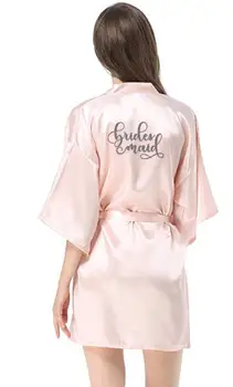Halat roz de argint scris kimono petrecere a Burlacelor pijamale nunta de domnisoare de onoare halat mama sora de mireasa mirele robe