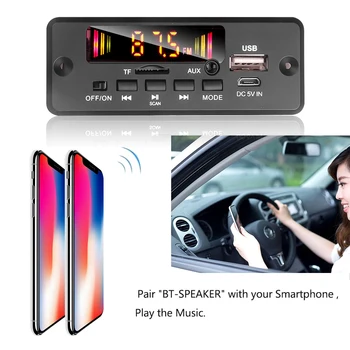 Handsfree Car MP3 Player MP3 Decoder Bord Bluetooth V5.0 6W Amplificator Difuzor Suport Modul USB FM AUX Radio Recorder