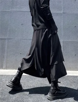 Japonez Yamamoto stil liber fusta pantaloni sex masculin ins întuneric stratificat structura de personalitate nișă de opt puncte pantaloni largi picior casual pa