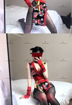 Japoneze Amine Kimono Costume Babydoll Clasic Lenjerie Set De Lenjerie Sexy Femei Broderie Arc Brâu Kawaii Costum Servitoare