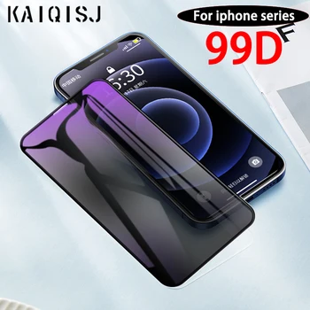 KAIQISJ 2 in 1 Violet de Lumină Anti-Peep de Ecran Protector Pentru iphone 12 Pro Max Verde -Ray Anti-Orbire Film de Sticlă Pentru iphone 11 X XR