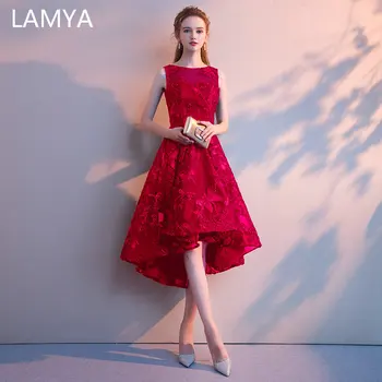 LAMYA 2019 Elegant Ridicat Scăzut Rochii de Bal Simplu Scurta Fata Lunga Spate Formale Partid Rochie Plus Dimensiune Vestido de Festa Longo