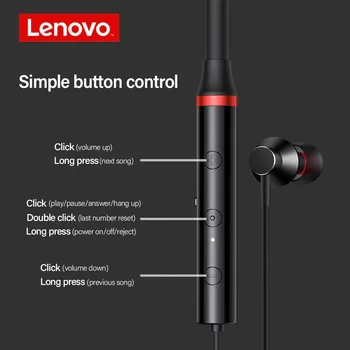 Lenovo Wireless Căști HE05X Blutetooth 5.0 Căști Sport rezistent la apa IPX5 Dopuri de Sunet HIFI Magnetic set de Căști cu fixare pe gât