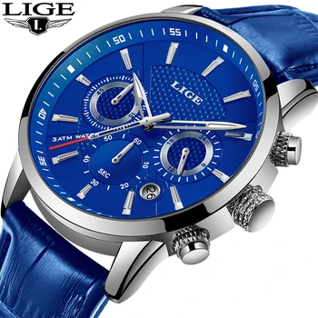 LIGE Moda Mens Ceasuri de Top de Brand de Lux Cuarț Ceas Casual din Piele rezistent la apă, Cronograf Exprima de Transport maritim Relogio Masculino