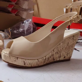 LIHUAMAO Peep toe pene sandale pentru femei cu toc sandale cu platforma pompe de curea glezna petrecere de dans pantofi de mireasa albi