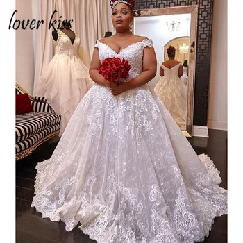 Lover Sărut Vestido De Noiva Dantela Africane Rochie de Mireasa De pe Umăr Rochie de Bal Aplicatiile de Mireasa Rochii de Plus vestido de casamento