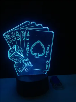 Magic Poker Dormitor Magician Lumina de Noapte 3D USB cu LED-uri Multicolore Joc petrecere Decorative circ Atmosfera de Iluminat Lampă de Masă