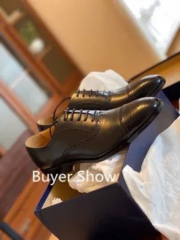 Manual clasice degetele de la picioare Pătrate Oxfords piele barbati pantofi pentru bărbați de Înaltă Calitate, pantofi pentru Bărbați Noua Moda pantofi de Afaceri