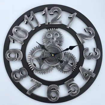 Manual Supradimensionat 3D ceas de perete retro, rustic, decorativ de lux arta viteze mari de lemn de mari dimensiuni ceas de perete pe perete 30cm