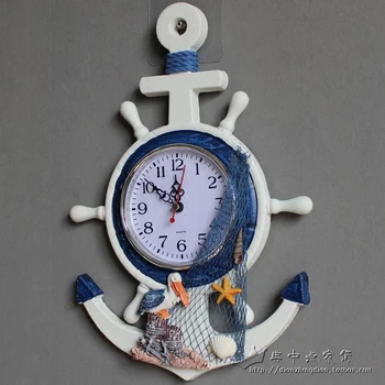 Marea mediterană Lemn 3d Ceas de Perete Tăcut Cârmaci Ceas Creative Alb Albastru Acasă Camera Copiilor Horloge Murale Decor Acasă SC230