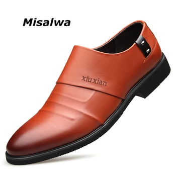 Misalwa Slip-on Bărbați Pantofi Rochie din Piele PU Petrecere de Nunta Mirele Moda Elegant Formale Pantofi Portocaliu Negru Barbati Pantofi Oxford