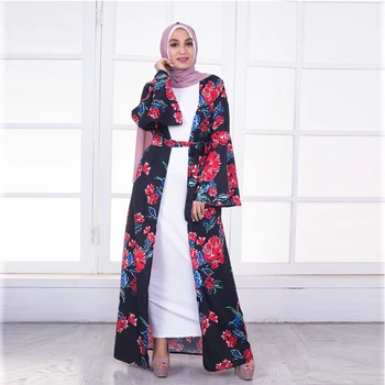 MISSJOY Moda 2020 Maneca Lunga floare abaya Cardigan Negru Islamic abaya femeie musulmană haine dubai pakistanez rochii turcă