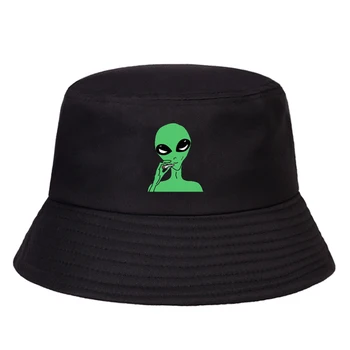 Moda Negru de fumat străin de Imprimare Găleată Pălării Pentru Femei, Bărbați Pescuit Pălărie de Soare de Vară de protecție Solară Panama bumbac Hip Hop sapca casquette