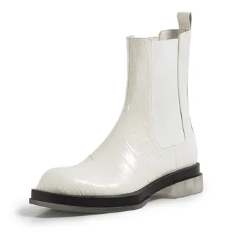 MORAZORA 2020 piele naturala cizme cu toc mic rotund toe casual doamnelor pantofi de moda slip-on culoare solidă toamna iarna ghete