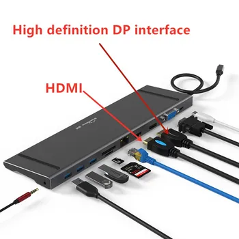 Multi port USB Adaptor DP-HDMI 4K VGA Adaptor RJ45 pentru Splitter HUB USB-C Tip C pentru MacBook hub Laptop docking station