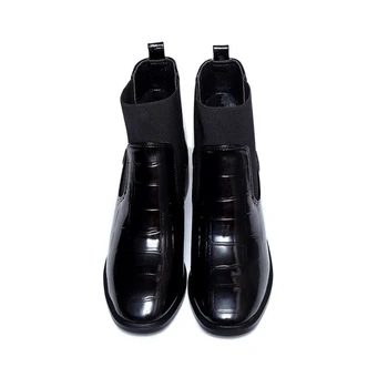 Noi Glezna Cizme Pentru Femei De Calitate Superioară Split Din Piele Toamna Iarna Doamna De Moda Pantofi Cu Toc Pătrat Manual Pantofi K0101