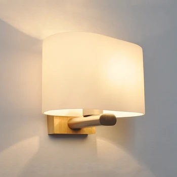 Nordic din Lemn E27 lampă de Perete Abajur din sticlă Mată Dormitor Noptieră Restaurant Culoar Tranșee de Perete de Interior, Corpuri de iluminat