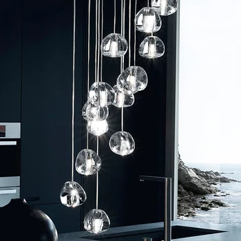 Nordic Pandantiv cu LED-uri Lumini Moderne Hanglamp Mare de Rotație Scara Lămpi Bile de Cristal Decor de Iluminat Lustre Pendente