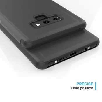 Oglinda Flip din Piele de Caz Pentru Samsung Galaxy Nota 8 S6 S7 Edge S9 S8 Plus Clear View Fereastra Smart Cover Pentru iphone6 6s 7 8 Plus X