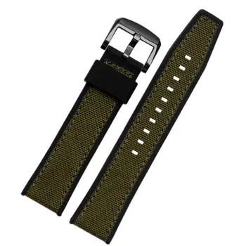 Panza + bază de silicon curea de ceas Armata Verde Nailon Curea stil universal potrivit pentru bărbați ceas trupa 21/Bratara 22mm