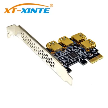 PCI-E 1x la 16x Riser Card PCI-Express de la 1 la 4 Slot PCIe USB3.0 Adaptor de Port Multiplier Miner Card pentru BTC Miner Bitcoin Miniere