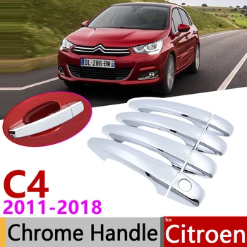 Pentru Citroen C4 MK2 C4L 2011~2018 Chrome Mânerul Ușii de Acoperire Accesorii Auto Autocolante Trim Set 2012 2013 2016 2017