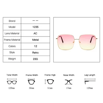 RBRARE Clasic Pătrat ochelari de Soare pentru Femei Brand Designer Retro de Metal Mare Cadru Ochelari de Soare Pentru Barbati Vintage Gradient Oculos Feminino