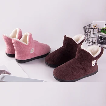 Roz Pentru Femei Cizme De Iarna Casa De Pluș Pantofi Impermeabil Anti Murdar Blană Cald Pantofi Non-Slip Pentru Femei Cizme Pentru Femei Încălțăminte De Iarnă 2020 Nou