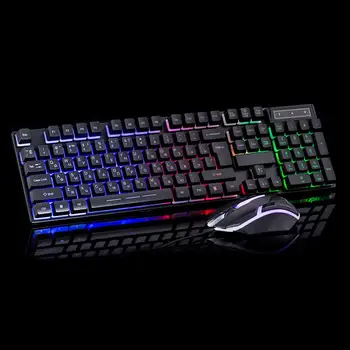 Russian Keyboard Mouse cu Fir tastatură Mecanică de Gaming USB Mouse de Gaming de Fundal Gamer tastatura Pentru PC Gamer Laptop