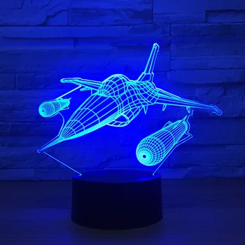 Război Avionul Zbura Avionul Airbus Iluzie Optică 3D starea de Spirit Lumina 7 Culori Schimbare Luminaria Lampă de Lavă Copii Lumina de Noapte Cadouri inedite