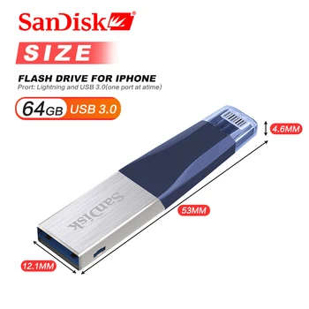 Sandisk Pen Drive 256GB USB3.0 OTG USB Flash Drive PenDrives pentru iPhone/iPad/iPod Stick-ul de Memorie Dual Flash Drive 64GB 128GB