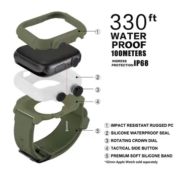 Silicon rezistent la apa Sport Band Curea cu Caz Acoperire Pentru iwatch Apple Watch Serie de Benzi 5 4 3 2 42mm 44mm 42 44 MM Accesorii