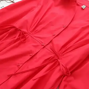 Talie subțire solid roșu femei bluza vrac 2020 nou plus dimensiune casual doamnelor primavara toamna pulover tricouri femei topuri supradimensionate