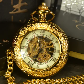 TIEDAN cuarț Ceas de Buzunar Bărbați Steampunk Lux Antic Lanț Colier Business Casual Buzunar & Fob Ceasuri de Aur