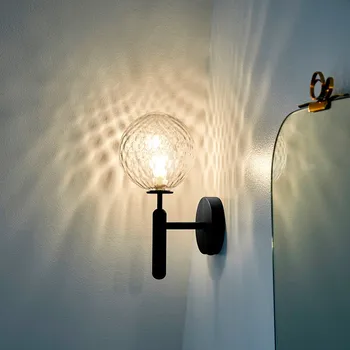 Tiooka Moderne Sconces Lumina-fixare Negru de Aur pe Perete Lampa cu Balonul Rotund abajur de Sticla pentru Noptiera TV de Fundal Iluminat