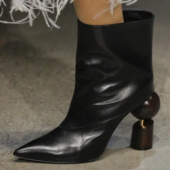Toamna de aur violet glezna cizme pentru femei geometrie ciudat tocuri inalte pantofi 2018 pista T-show scurt botas feminina zapatos mujer