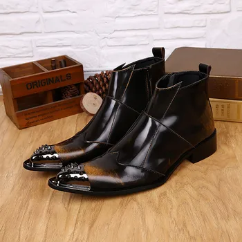 Toamnă iarnă stil britanic împânzit de cowboy, cizme de mens de curea cataramă cizme militare de înaltă top din piele de muncă armata pantofi