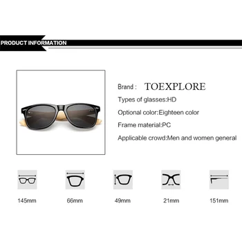 TOEXPLORE Retro Bambus ochelari de Soare Barbati din Lemn Ochelari Femei Design de Brand de Ochelari de Epocă Ochelari de Aur Oglindă Mediu UV400