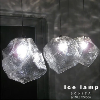 Transparent de gheață cristal pandantiv de iluminat pentru restaurante sticlă Clară piatra agățat lămpi pentru sala de mese a dus cablul de lampă de pandantiv