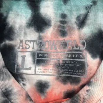 Travis Scott Astroworld Festival Rula Tie Dye T cămașă Bărbați Femei Top Tricouri Barbati pentru femei de cea Mai buna Calitate maneci Scurte Moda Bumbac tees