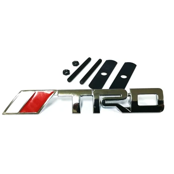 TRD Scrisoare 3D Stereo Auto Autocolant Insigna Metalică Grătar Grila Emblema de Argint Roșu NJ88