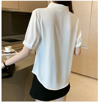 Tricouri Casual Pentru Femei de Vară 2020 Arc Maneca Scurta Single-breasted Șifon Bluze Topuri Toate se Potrivesc T05510K