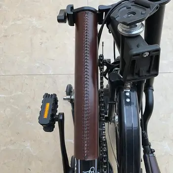 TWTOPSE lucrate Manual din Piele Bicicleta Cadru Protector de Acoperire Pentru Brompton Pliere Cadru de Bicicletă Pavilion Britanic Acoperi Ceara Coarda Grosime de 1.8-2mm