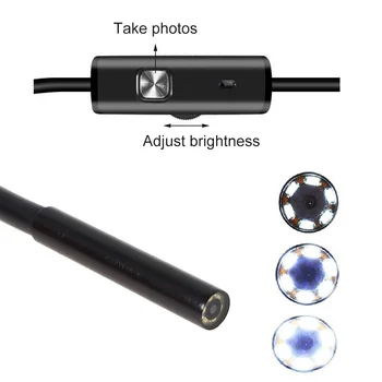 ViewEye 7mm Diametru Camera de 0.3 MP 480P 6 Luminos LED Alb Micro USB Android Endoscop Impermeabil Puncte de Inspecție Șarpe Cam