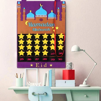 În 2020, cele mai Noi Eid Mubarak 30 zile Advent Calendar Agățat Simțit Calendar Numărătoarea inversă pentru Copii Cadouri Ramadan Decoratiuni Partid Consumabile