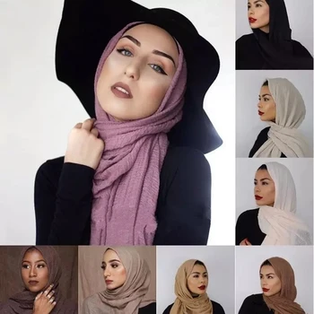 În 2020, Noi Femeile Musulmane Mototoli Hijab Eșarfă Moale Solid Cap de Bumbac ScarvesTurban Șaluri și Împachetări hijab femme musulmani bentita